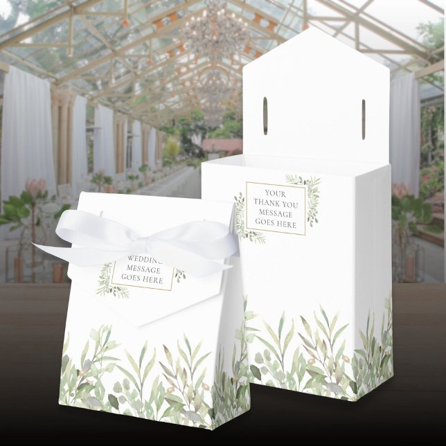 Para Regalos Caja de regalo de boda con follaje verde moderno (Modern Greenery Foliage Wedding Favor Box)