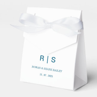 Para Regalos Caja de regalo de boda con monograma azul elegante