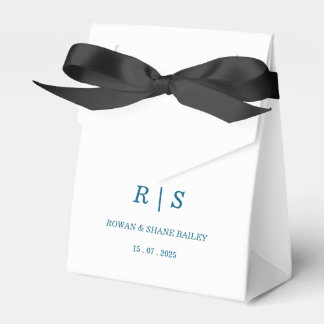 Para Regalos Caja de regalo de boda con monograma azul elegante