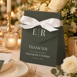 Para Regalos Caja de regalo de boda con monograma de oliva oscu