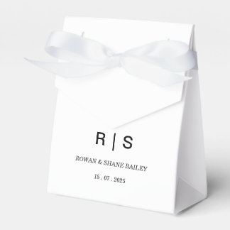 Para Regalos Caja de regalo de boda con monograma en negro y bl