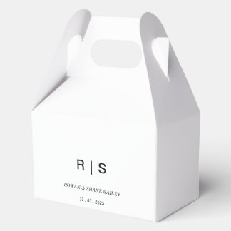 Para Regalos Caja de regalo de boda con monograma en negro y bl