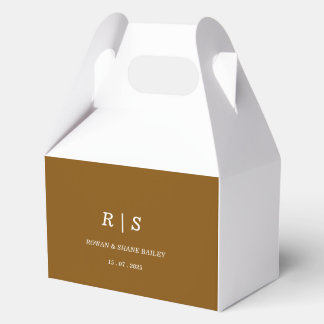 Para Regalos Caja de regalo de boda con monograma marrón elegan