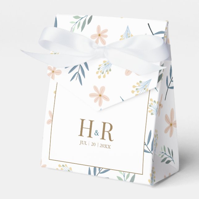 Para Regalos Caja de regalo de boda con patrón de flores silves (Front Side)