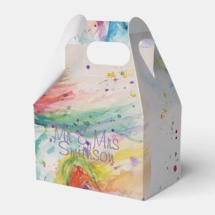 Para Regalos Caja de regalo de boda de acuarela de unicornio