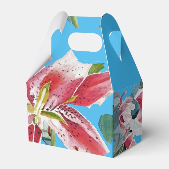 Para Regalos Caja de regalo de boda floral de lirio rosa rojo a (Front Side)