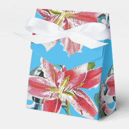 Para Regalos Caja de regalo de boda floral de lirio rosa rojo a