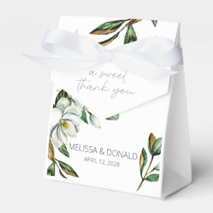 Para Regalos Caja de regalo de boda floral de magnolia blanca