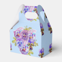 Para Regalos Caja de regalo de boda floral de pensamiento azul 