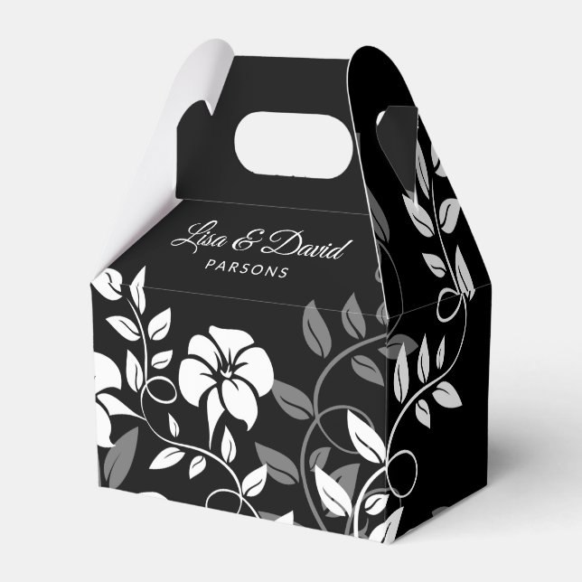 Para Regalos Caja de regalo de boda floral en blanco y negro (Front Side)