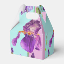 Caja de regalo de boda Iris Purple Aqua Flowers