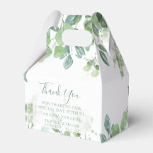 Caja de regalo de boda sofisticada de eucalipto