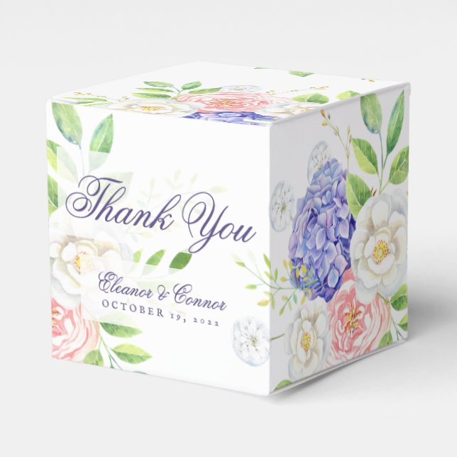 Para Regalos Caja de regalo de boda sofisticada de lila y peoní (Costado Anverso)
