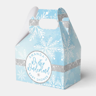 Para Regalos Caja de regalo de copo de nieve azul y plateado