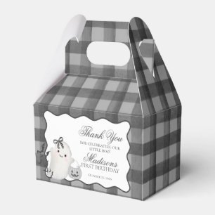 Para Regalos Caja de regalo de cumpleaños con gingham negro y f