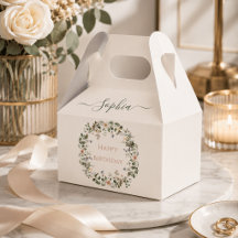 Caja de regalo de cumpleaños floral elegante – Per