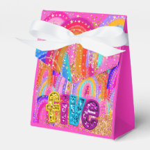 Caja de regalo de cumpleaños número 5 con arcoíris