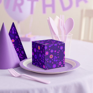 Para Regalos Caja de regalo de fiesta con estampado floral púrp