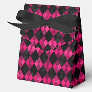 Para Regalos Caja de regalo de fiesta de argyle rosa y negro