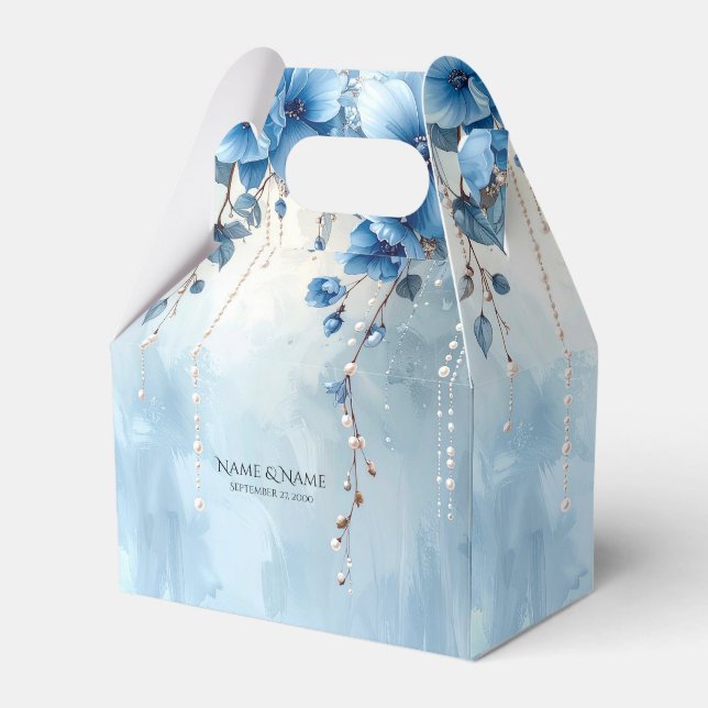 Para Regalos Caja de Regalo de Flores Azules y Perlas (Front Side)