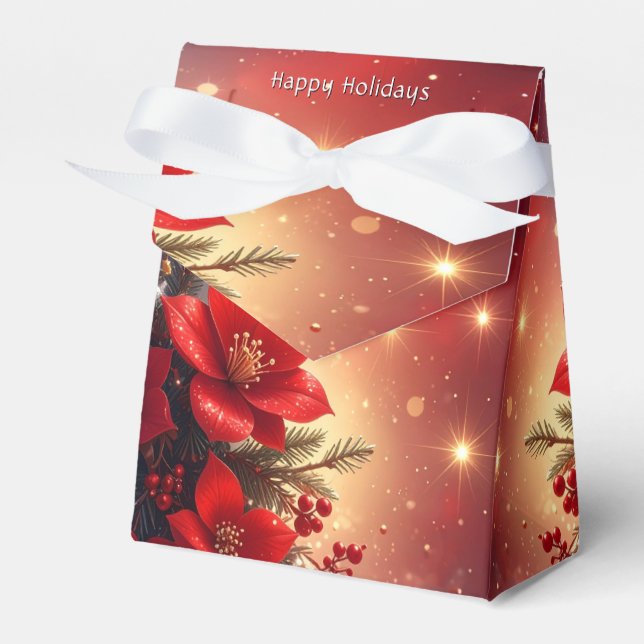 Para Regalos Caja de regalo de flores navideñas rojas (Front Side)
