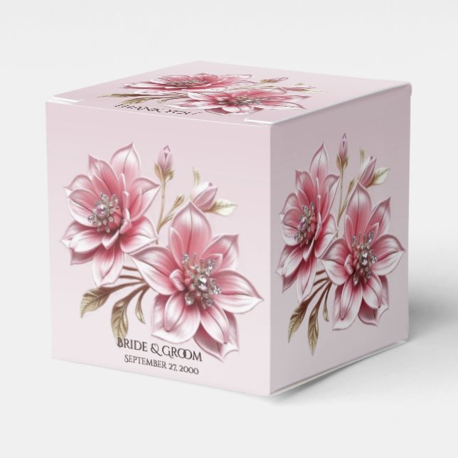 Para Regalos Caja de Regalo de Flores Rosadas Modernas (Costado Anverso)