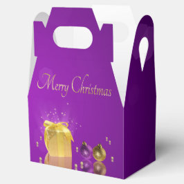 Para Regalos Caja de regalo de Navidad dorada sobre lavanda púr