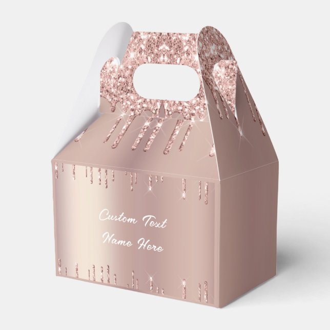 Para Regalos Caja de regalo de Purpurina de oro Rosa con nombre (Front Side)