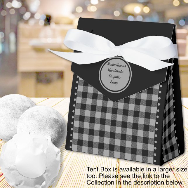 Para Regalos Caja de regalo de tela de cuadros de búfalo - Negr (Buffalo Check - Black and Gray - 3x1.5x3.25 Tent Favor Boxes - by Leapfroglisics Shop)