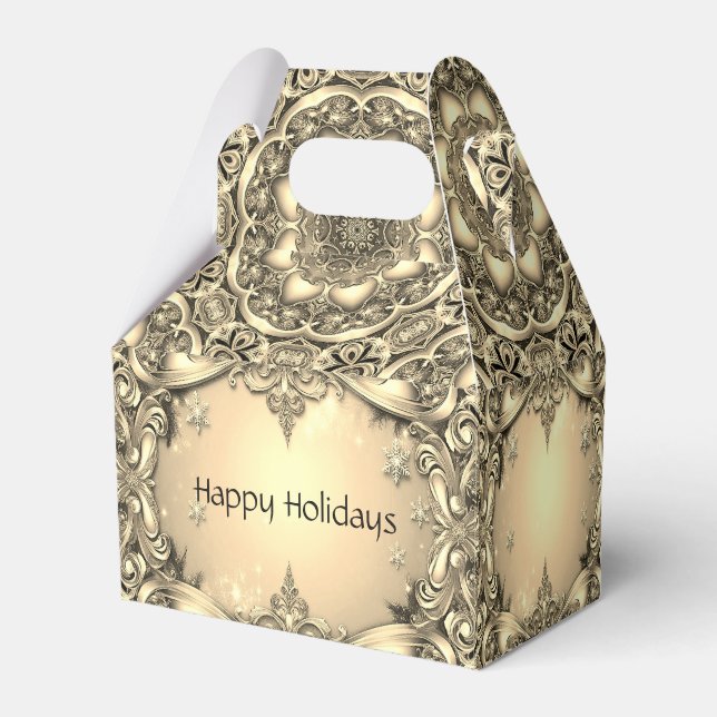 Para Regalos Caja de regalo de vacaciones con decoración dorada (Front Side)
