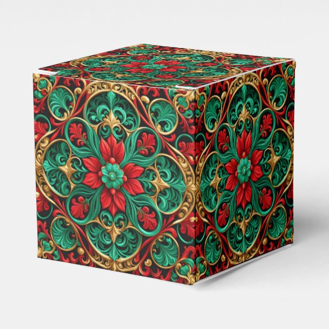 Para Regalos Caja de regalo decorativa de vacaciones verdes roj (Costado Anverso)