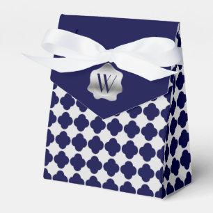 Para Regalos Caja de regalo del Monograma Azul y Blanco de la M