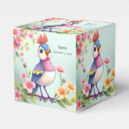 Para Regalos Caja de regalo floral de pájaro azul rosa lindo