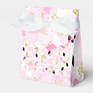 Para Regalos Caja de regalo geométrica rosa, negra y dorada