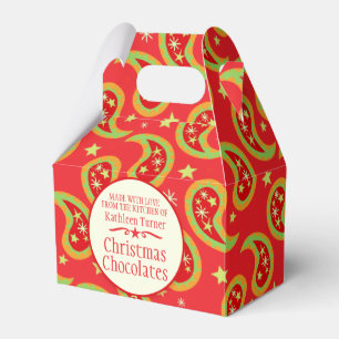 Para Regalos Caja de regalo verde roja de Paisley de la