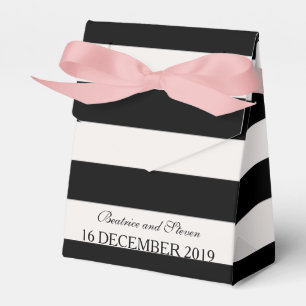 Para Regalos Caja del Favor de la Boda de Rayas Blancas y Negra