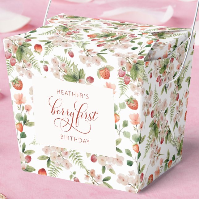 Para Regalos Caja del Primer Favor de Berry (Berry First Birthday Floral Favor Box by Painted Paperie
)