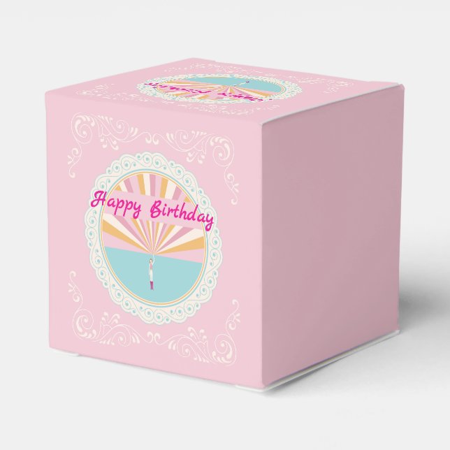 Para Regalos Caja divertida de cumpleaños, arcoíris rosa (Reverso Costado)