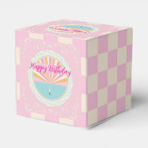 Caja divertida de cumpleaños, arcoíris rosa