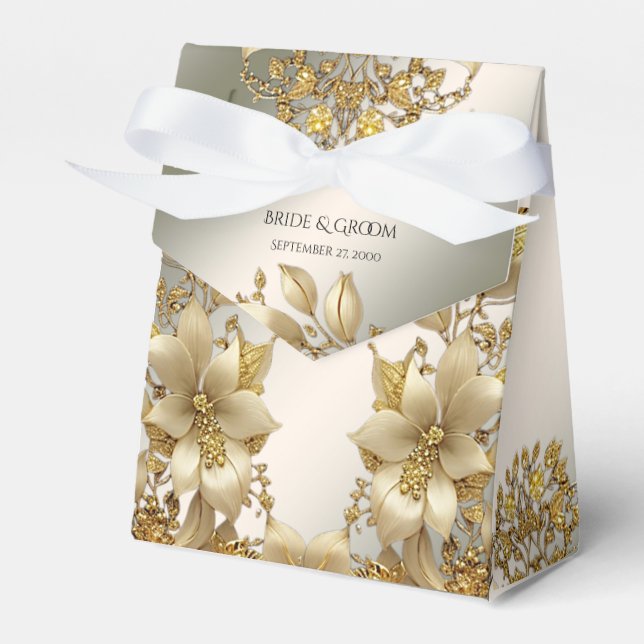 Para Regalos Caja Dorada de Favor Floral (Front Side)