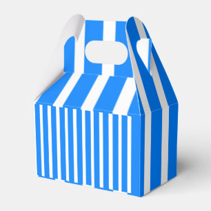 Para Regalos Caja Gable Favor Raya Azul y Blanco