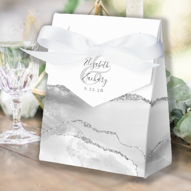 Para Regalos Caja gris de geoda de ágata moderna plateada (Subido por el creador)