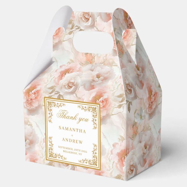 Para Regalos Caja mínima de Rubor Gold Watercolor Wedding Favor (Minimal Blush Gold Watercolor Wedding Favor Box)