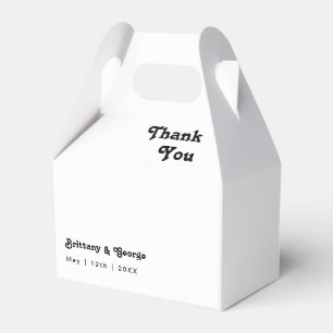 Para Regalos Caja moderna retro con etiqueta de favor de boda
