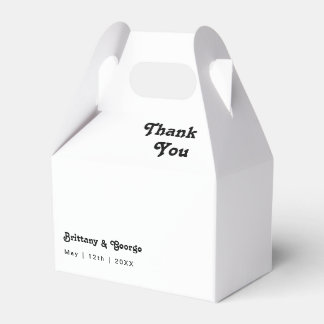 Para Regalos Caja moderna retro con etiqueta de favor de boda