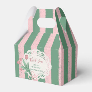 Para Regalos Caja personalizada de cinta rosa romántica y flora