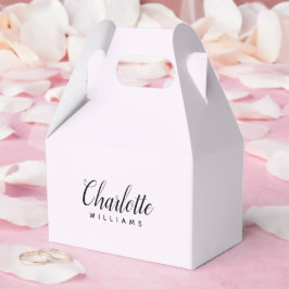 Para Regalos Caja personalizada de favor de monograma rosado en