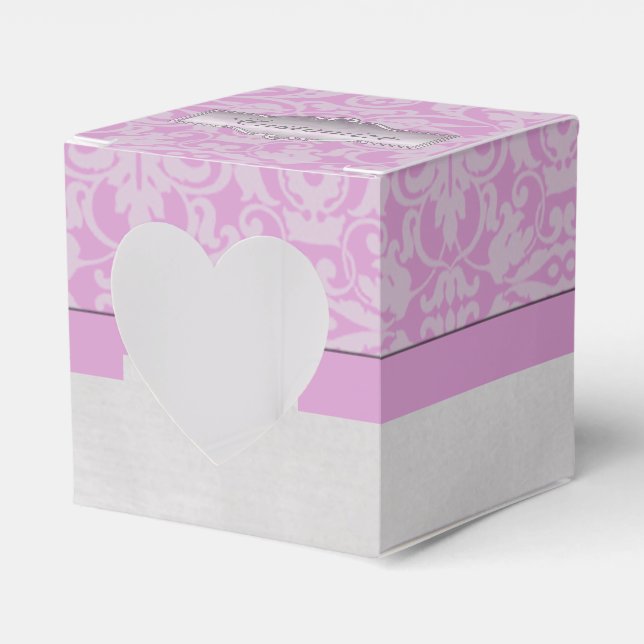 Para Regalos Caja personalizada de Favor del Corazón de Damasco (Anverso)