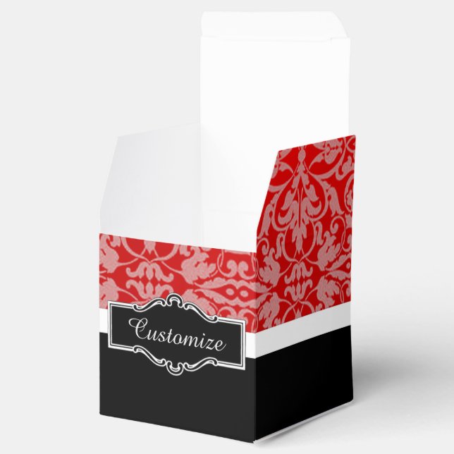 Para Regalos Caja personalizada de favoritos de damasco blanco  (Abierto)