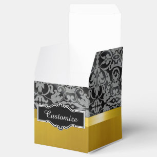 Para Regalos Caja personalizada de oro y cubo Damask negro